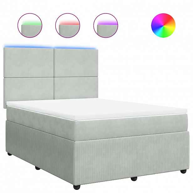 vidaXL Box spring postel s matrací světle šedá 140x200 cm samet