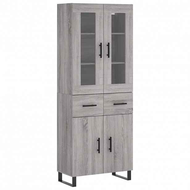 vidaXL Skříň highboard šedá sonoma 69,5 x 34 x 180 cm kompozitní dřevo
