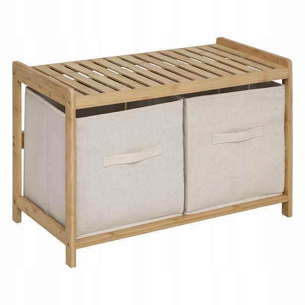 Koupelnová Lavice Bambusová Úložný Prostor 2 Ks 66,8X44X35 CM
