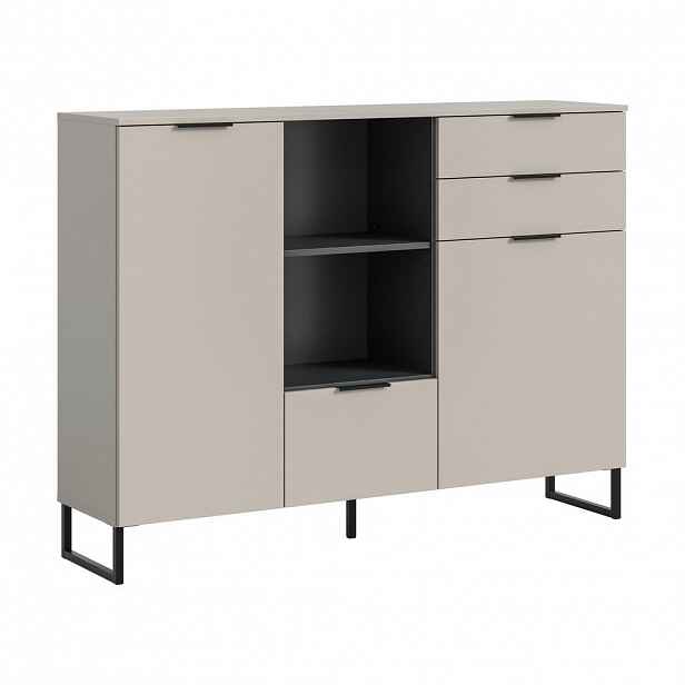 Livetastic VYSOKÁ KOMODA, černá, kašmírová, 150/112/37 cm