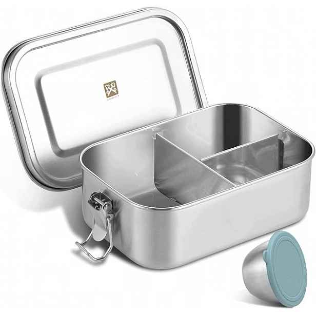 Lunchbox Golden Key ocelový 800 ml 3 přihrádky vzduchotěsná nádoba