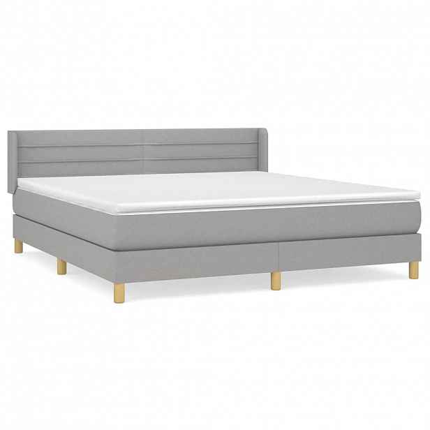 vidaXL Box spring postel s matrací světle šedá 160 x 200 cm textil