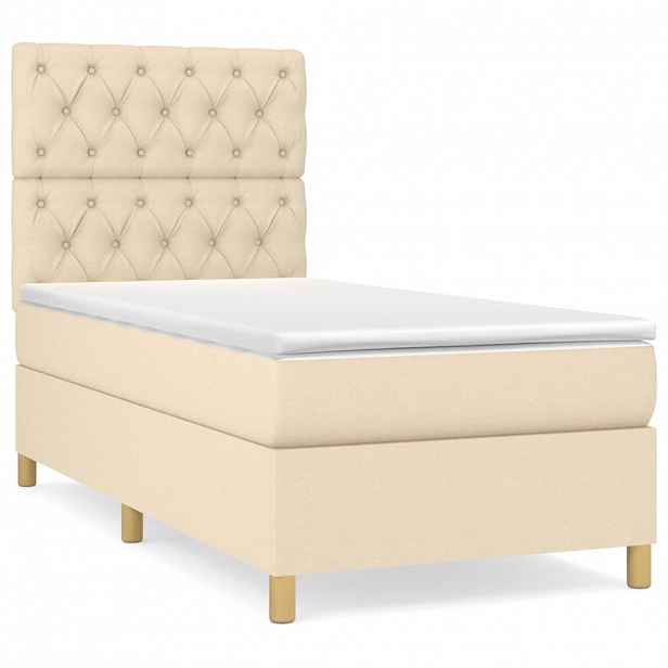 vidaXL Box spring postel s matrací krémová 80 x 200 cm textil