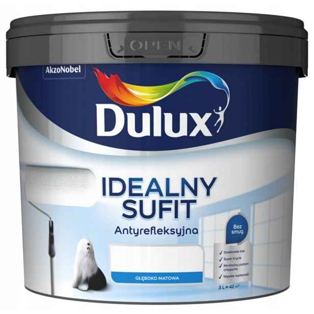 Dulux Ideální stropní strop Barva pro stropy Bílá Hluboká matná 9L