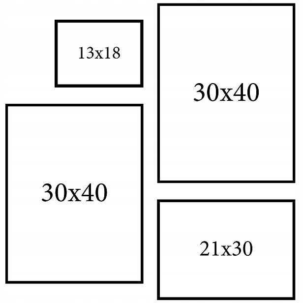 Fotorámečky sada 4ks 30x40, A4 21x29,7, 13x18, vícerámový rám