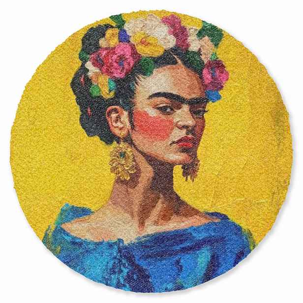 MuchoWow ROHOŽKA Frida Kahlo - Žena - Žlutá - Modrá - Květiny 120x120 cm