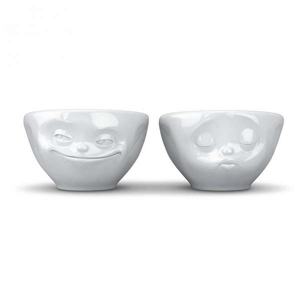 Sada 2 bílých zamilovaných malých šálků z porcelánu 58products, objem 100 ml