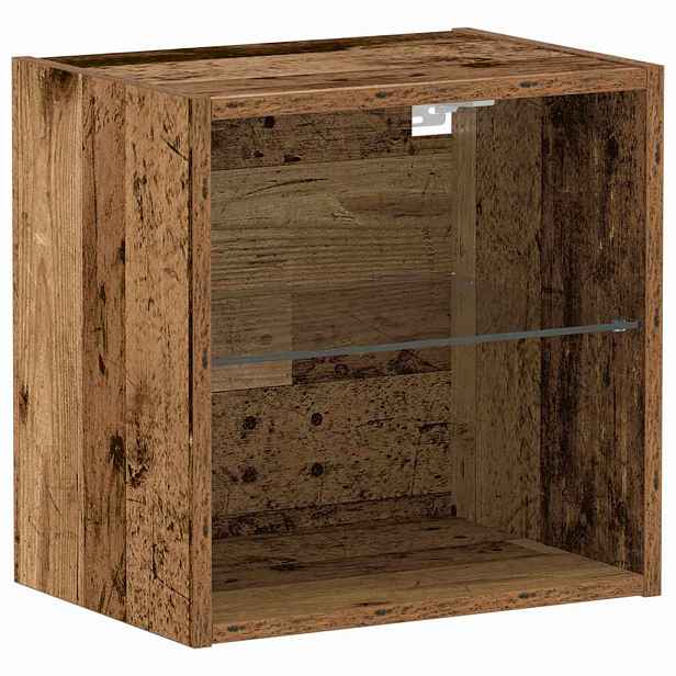 vidaXL Floating Shelf with LED Light s policí Hnědá 40 x 28,5 x 40 cm