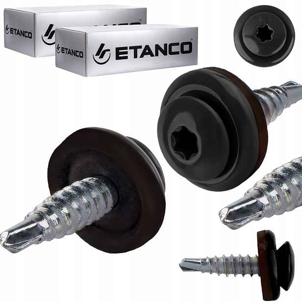 Farmářské vruty Torx 4,8x20 mm Ral 9005 500 ks do plechu Etanco Gtf 02P