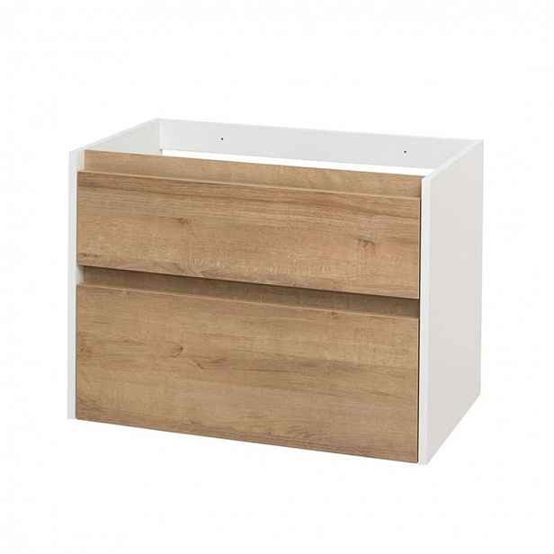 Mereo Opto - Umyvadlová skříňka 81x58x46 cm, 2 zásuvky, bílá/dub CN931S