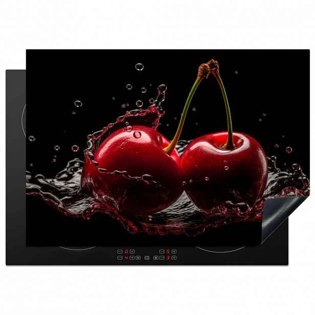 MuchoWow KRYT NA INDUKČNÍ DESKU Třešeň - červená - ovoce - voda - černá 75x52 cm