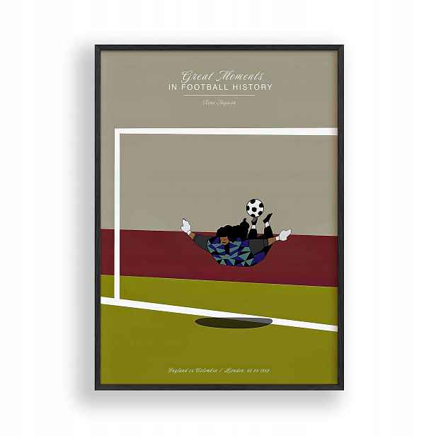 Obraz Rene Higuita Skorpion Plakát Rámeček Dřevěný Černý 30x42 cm