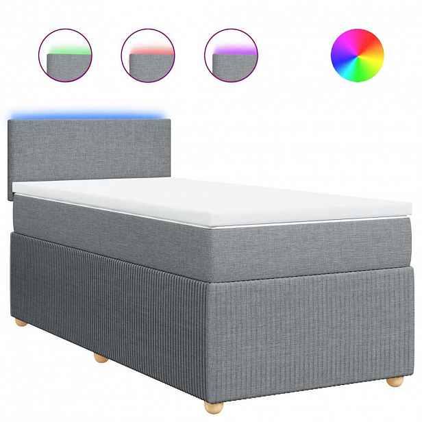 vidaXL Box spring postel s matrací světle šedý 100 x 200 cm textil