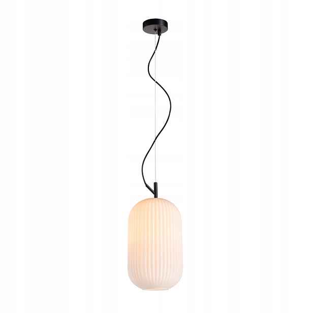 Italux Rues závěsná lampa černo-bílá sklo ryhované E27 60W