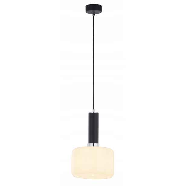 Jupiter Závěsná lampa Vanes Černá Chromovaná E27 1x15W Skleněné stínítko