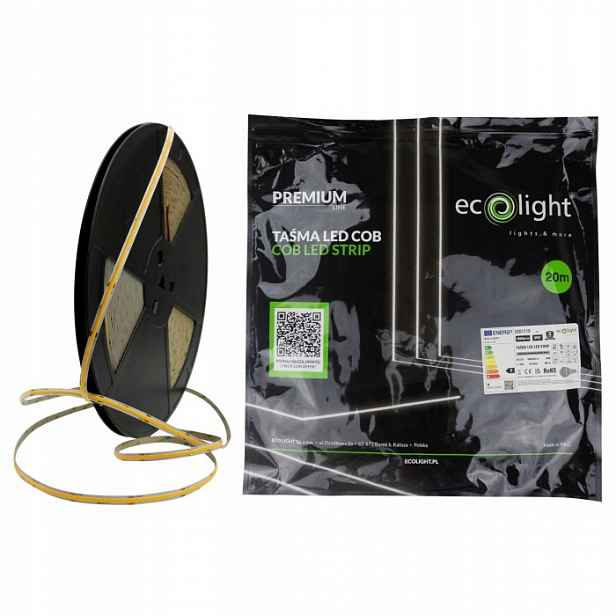Led pásek Cob 9W/m 1035lm/m 480LED/m 12V Neutrální IP67 Hermetický 20 m