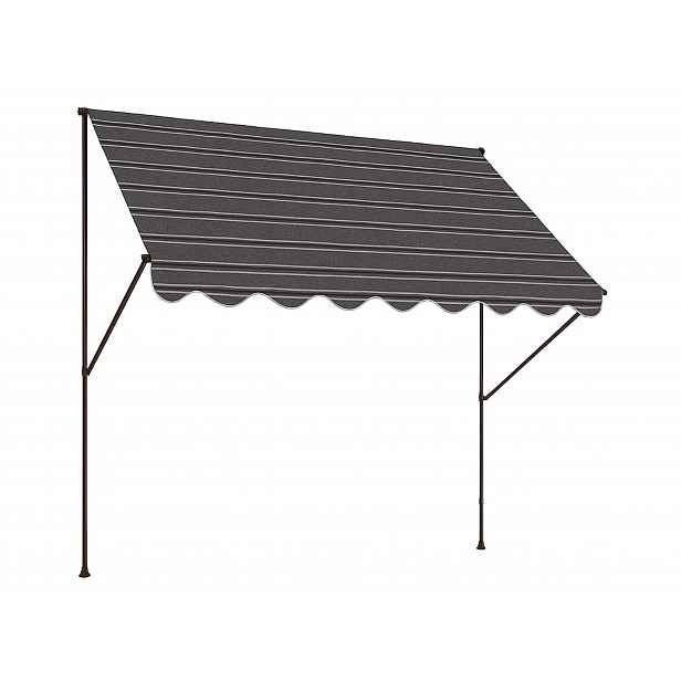 Upínací markýza Angerer (šedá / černá pruhy, šířka 200 cm)