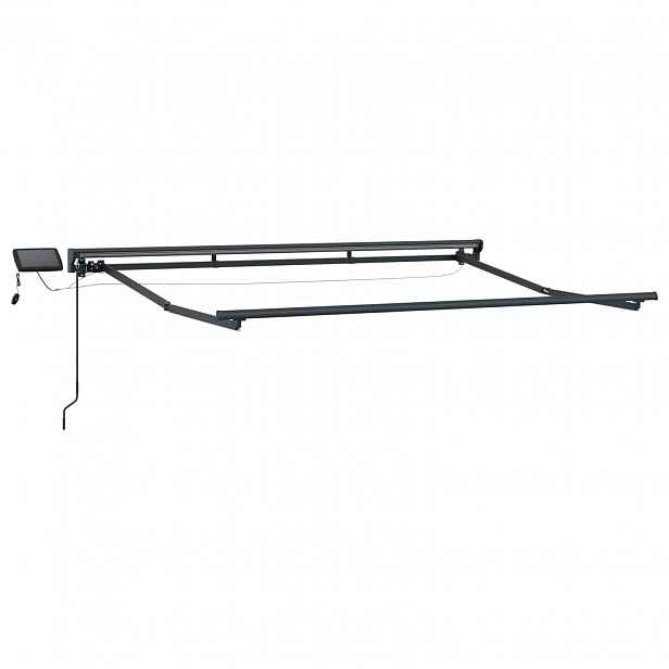 vidaXL Manual Awning Frame with Solar LED 3 x 2 m Antracitová