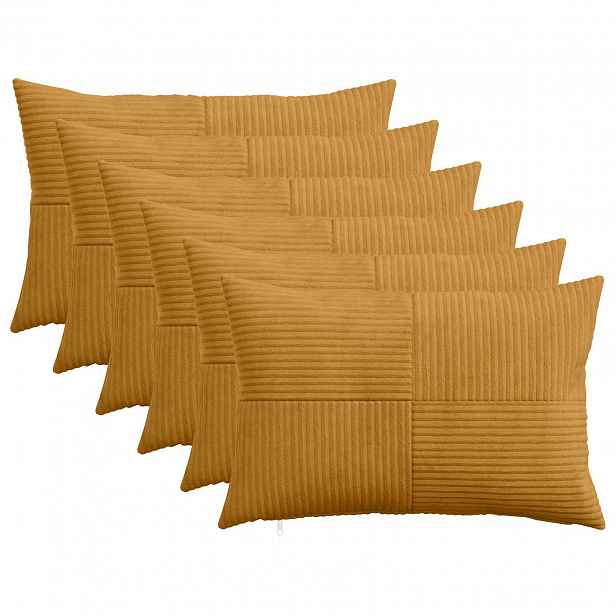 vidaXL Povlak na polštář 6 pcs ALMELO Žlutá 50 x 75 cm manšestr