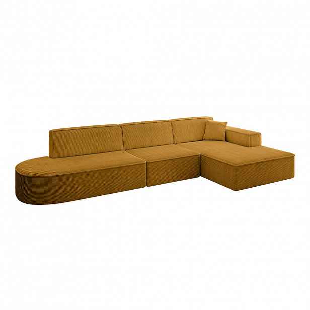 ALTDECOR ROHOVÁ SEDAČKA s otomanem vpravo IREA-L2-v4 – 327 x 165 x 77 cm hořčicově žlutá