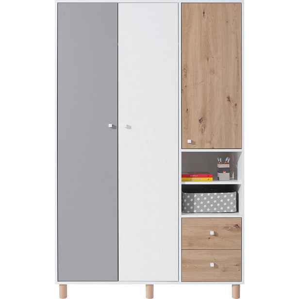 MASSENO ŠATNÍ SKŘÍŇ S OTOČNÝMI DVEŘMI SANNIO, 120/190/50 cm 3dveřová, bílá