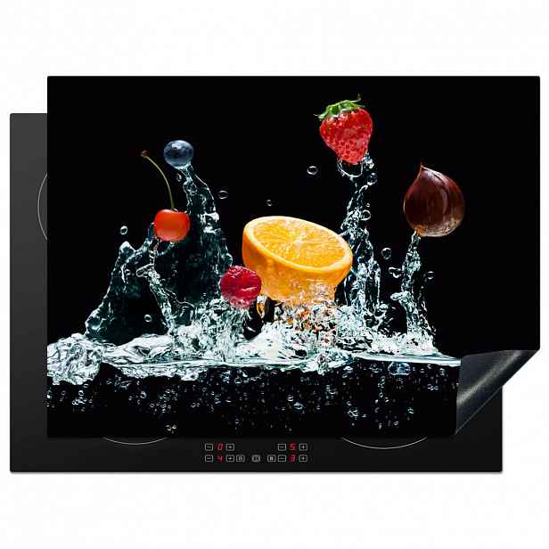 MuchoWow KRYT NA INDUKČNÍ DESKU Voda - Ovoce - Pomeranč - Jahoda - Třešeň - Černá 71x52 cm