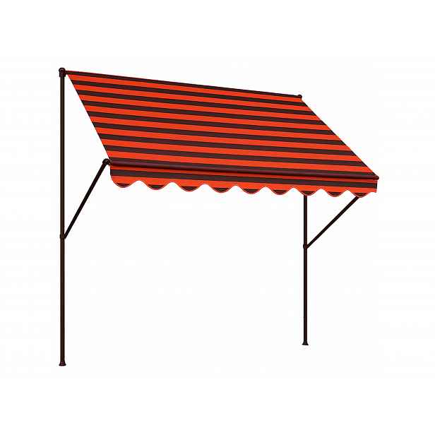 Upínací markýza Angerer (hnědá s oranžovými pruhy, šířka 200 cm)