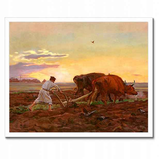 Plakáty v rámu 50x40 Chełmoński Orka Vesnice Pole