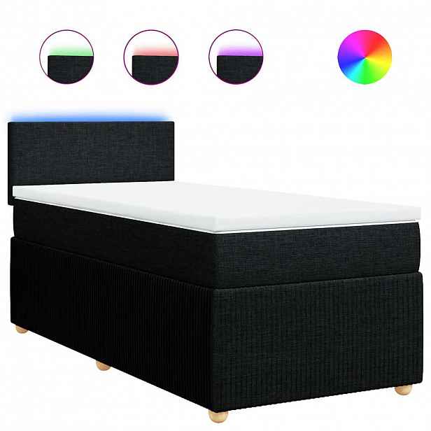 vidaXL Box spring postel s matrací černá 100 x 200 cm textil