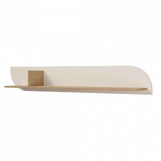 Beautysofa NÁSTĚNNÝ REGÁL Camel, 150 cm s dekorativní zadní stěnou, jarní dub + Macadamia