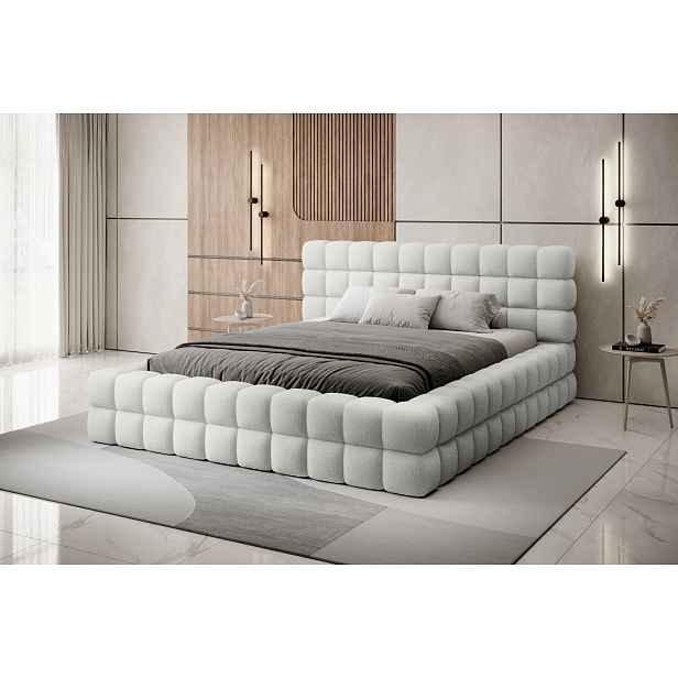 Čalouněná postel s úložným prostorem 180x200 DELVIRO - bílá 2