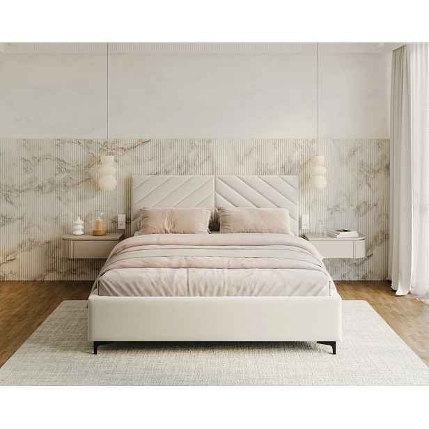 FDM Čalouněná postel Elegante se zvedacím roštem Paris bílá, velikost 90x200