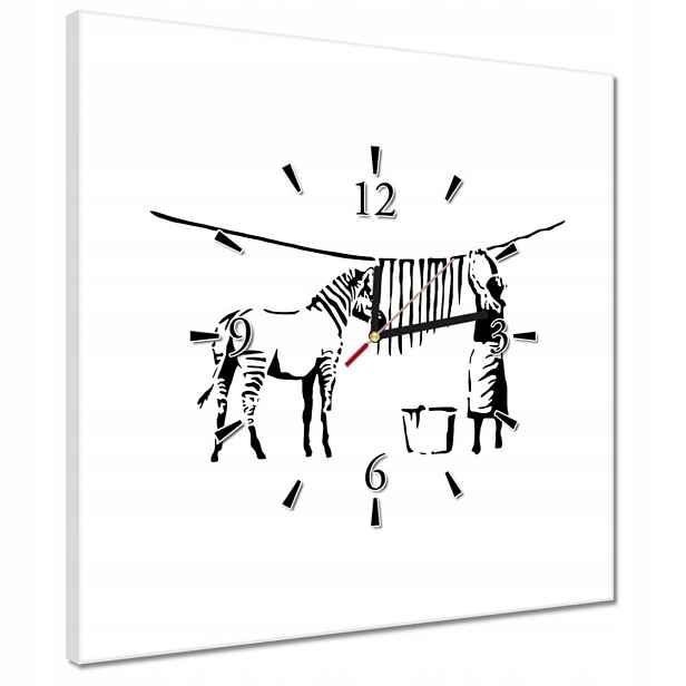 Hodiny 40x40 Praní zebry Banksy Pásky