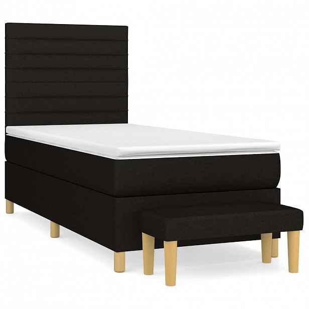 vidaXL Box spring postel s matrací černá 100 x 200 cm textil