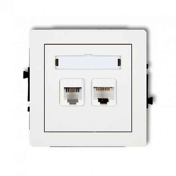 Bílá telefonní zásuvka RJ11+komp. RJ45 Dgtk Deco Karlik