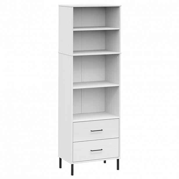 vidaXL Knihovna se 2 zásuvkami bílá 60x35x180 cm masivní dřevo OSLO