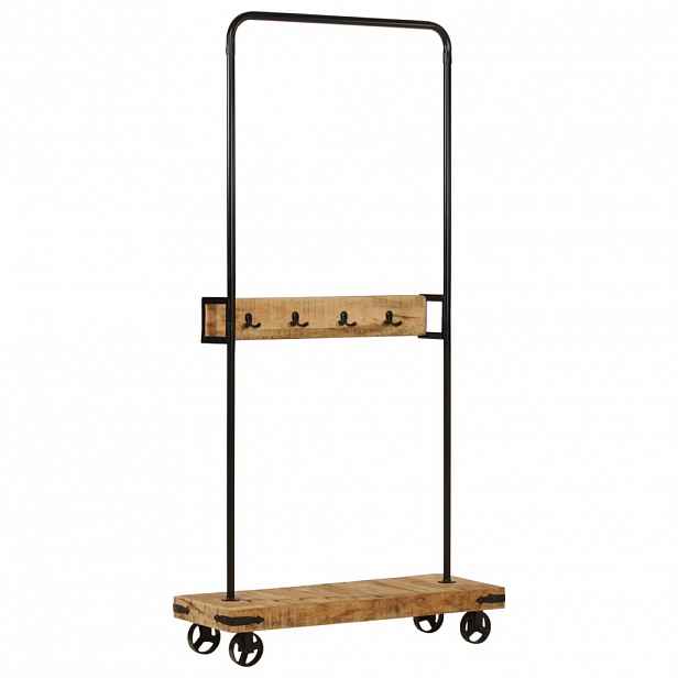 vidaXL Stojan na oblečení na kolečkách 90x35x190 cm mangovník a železo