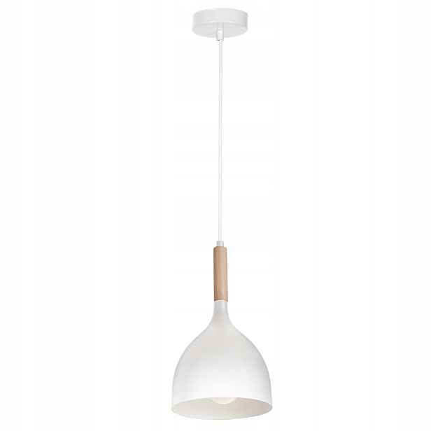 Závěsná lampa bílá s dřevem Noak Wood e27 15w Luminex