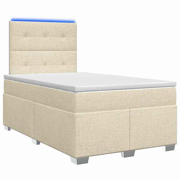 vidaXL Postel boxspring s matrací s čelo Krémová 120 x 200 cm Textil