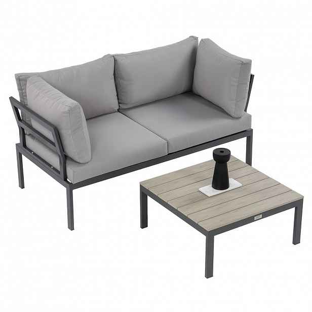Beautysofa ZAHRADNÍ SESTAVA Santorini, modulární rohová pohovka s konferenčním stolkem, pozinkovaná ocel, pro 2 osoby