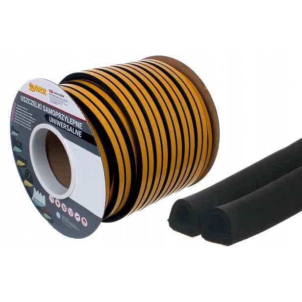 Gumové těsnění Epdm Samolepicí typ D 9x7,5 mm Černá/ Role 100 m