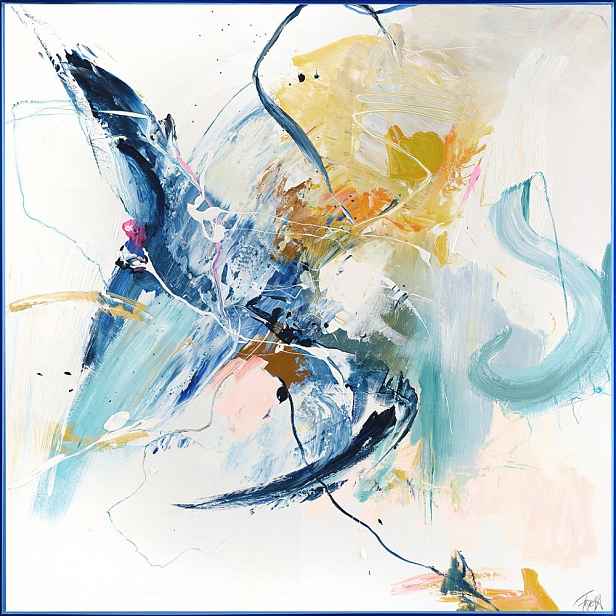 Obraz s ručně malovanými prvky 102x102 cm Confidential Blue – Malerifabrikken