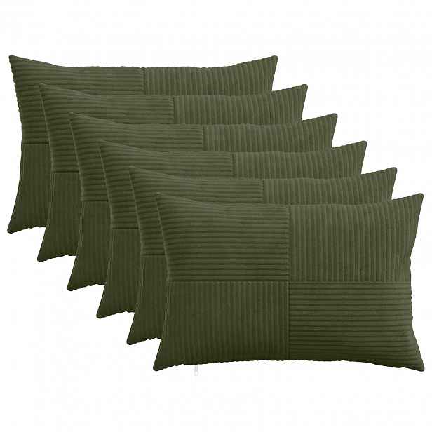 vidaXL Povlak na polštář 6 pcs ALMELO Zelená 50 x 75 cm manšestr