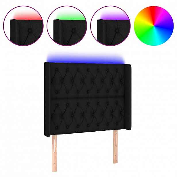 vidaXL Čelo postele s LED černé 93 x 16 x 118/128 cm textil