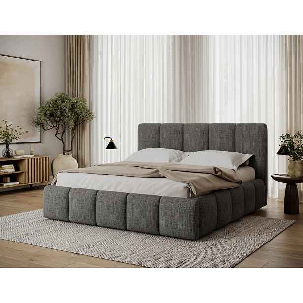 Manželská čalouněná postel 140x200 DOLVERO 1 - šedá