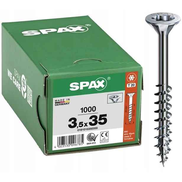 Šrouby Pozink Pozinkované 1000 Ks 3,5*35MM Spax