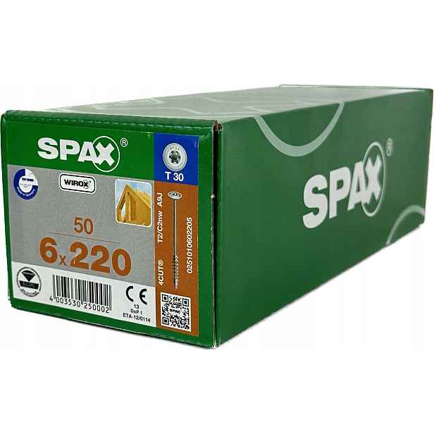 Univerzální šrouby pro dřevěné konstrukce 6x220 Spax Wirox Talíř 50 Ks
