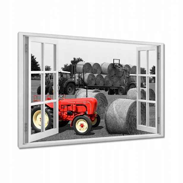Obrazy 120x80 Žně Červený traktor