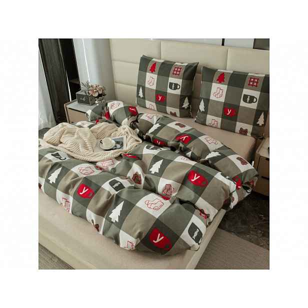 Flanelové povlečení z mikrovlákna CHRISTMAS SOCKS zelené Rozměr povlečení: 70 x 90 cm | 140 x 220 cm