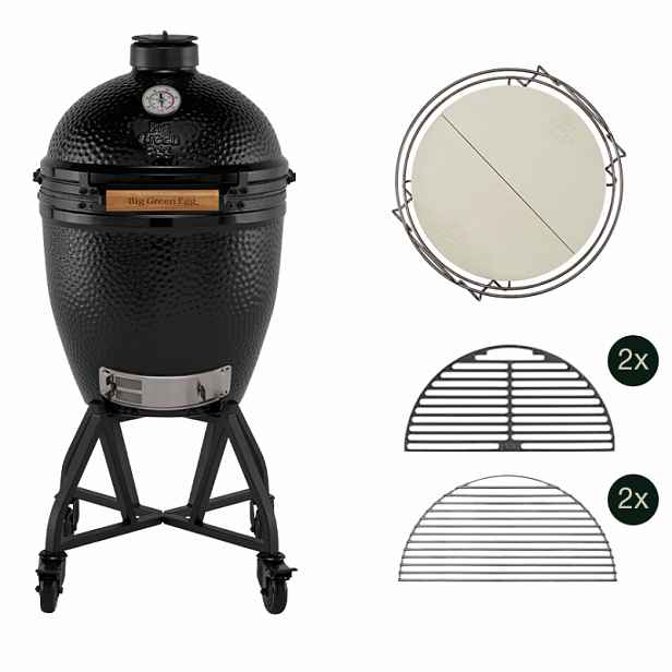 Gril Big Green Egg Onyx Large se stojanem s madlem